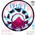 江戸砂切子　北斎 赤富士 小さいサイズですが底面の富嶽三十六景の赤富士がお酒を注ぐと綺麗に色付き正に夕日がさしている様な情景をグラスの中に見る事ができます。 ライトブルーの素地に金赤と呼ばれるピンク色の硝子を被せた2重構造の「色被せ硝子」の特注品を使用しています。金赤という色味で還暦の方にもピッタリです！